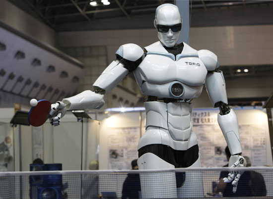 图文-智能乒乓球机器人展出将可与人类对打乒乓球